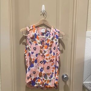 CAbi Pink Floral Sleeveless Blouse